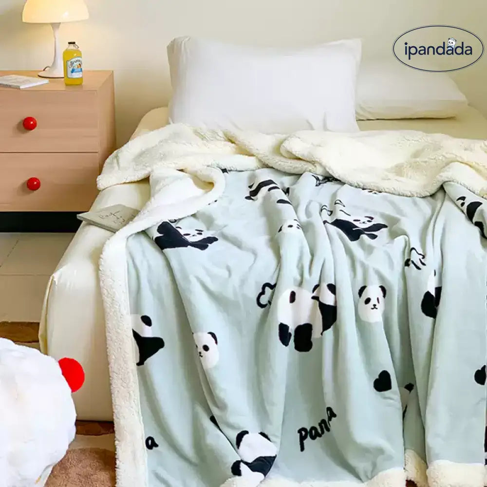 両用仕樣 パンダ柄 ブランケット 防寒毛布 もこもこ 毛玉なし 肌掛け