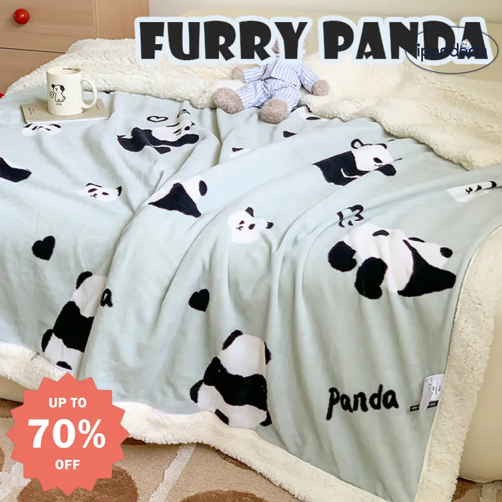 両用仕樣 パンダ柄 ブランケット 防寒毛布 もこもこ 毛玉なし 肌掛け毛布 冬用毛布 あったか ダブル 二枚合わせ毛布 暖かい毛布 保温毛布 寝具＞ブランケット・タオルケット