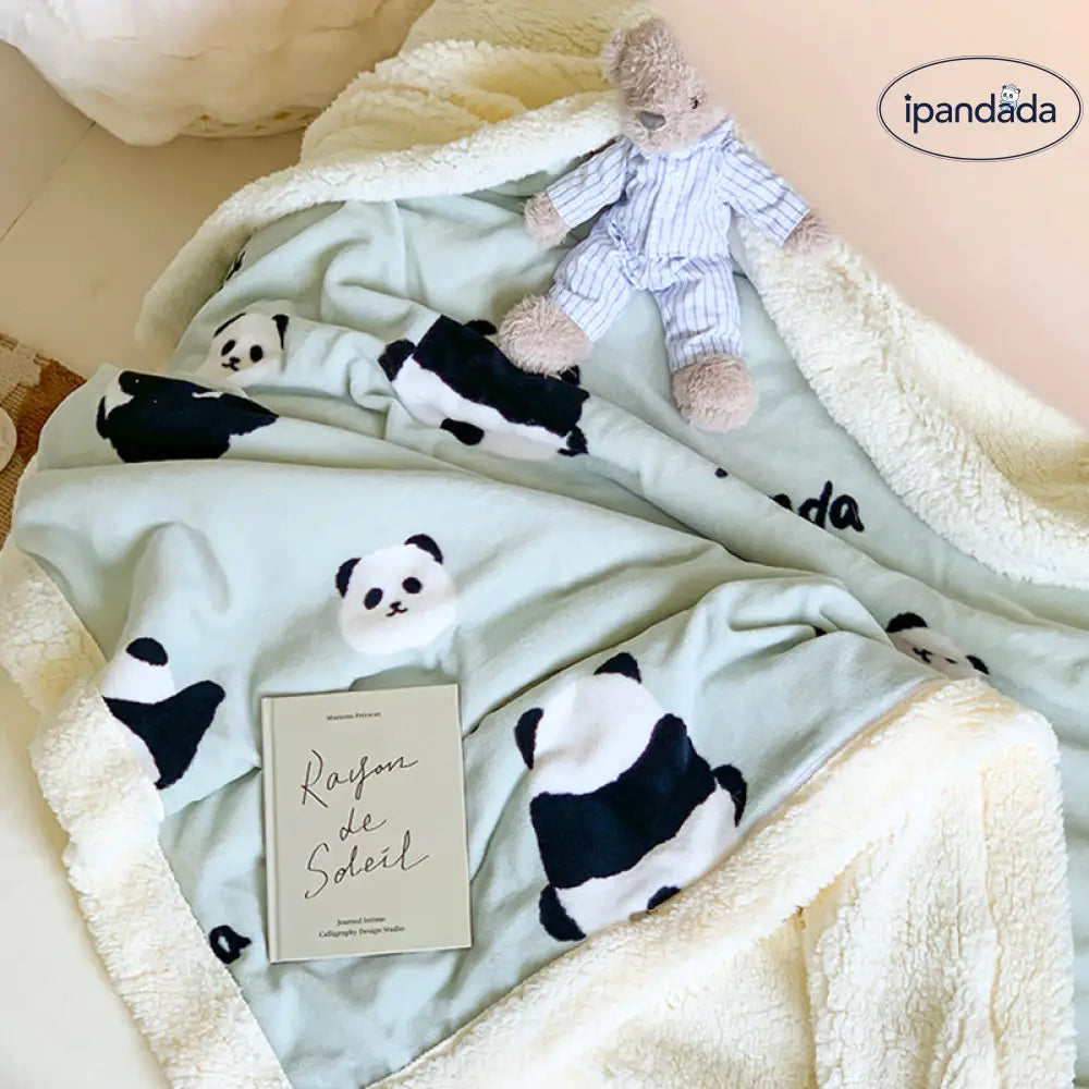 両用仕樣 パンダ柄 ブランケット 防寒毛布 もこもこ 毛玉なし 肌掛け毛布 冬用毛布 あったか ダブル 二枚合わせ毛布 暖かい毛布 保温毛布 寝具＞ブランケット・タオルケット