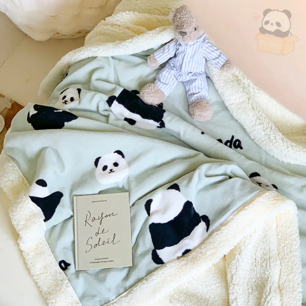 両用仕樣 パンダ柄 ブランケット 防寒毛布 もこもこ 毛玉なし 肌掛け毛布 冬用毛布 あったか ダブル 二枚合わせ毛布 暖かい毛布 保温毛布 寝具＞ブランケット・タオルケット