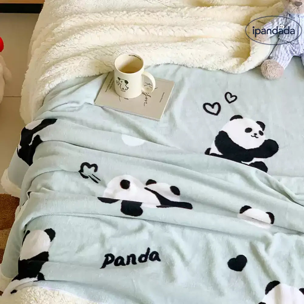 両用仕樣 パンダ柄 ブランケット 防寒毛布 もこもこ 毛玉なし 肌掛け