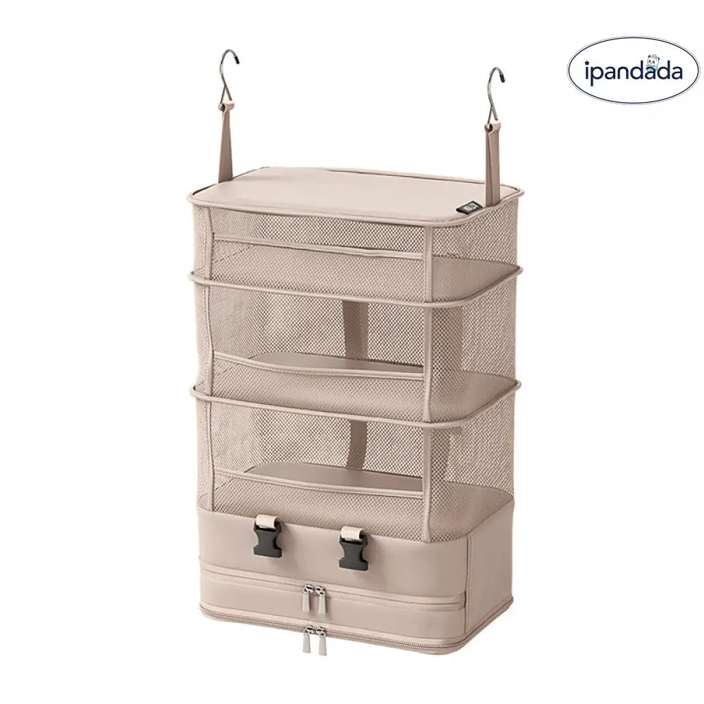 旅行用 ランヤー収納バッグ 多機能 折りたたみ 衣類収納バッグ ホテル用 靴下 内衣 パンツ 収納 ハンギングバッグ ID3618 アプリコット