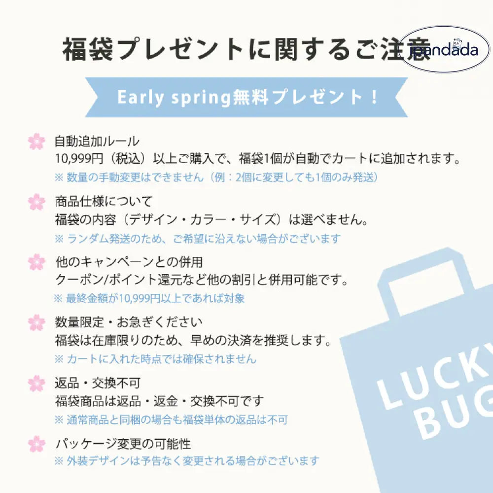 【LUCKYBAG】10,999円以上で無料贈呈中！早い者勝ち！ 福袋1点（自動郵送）
