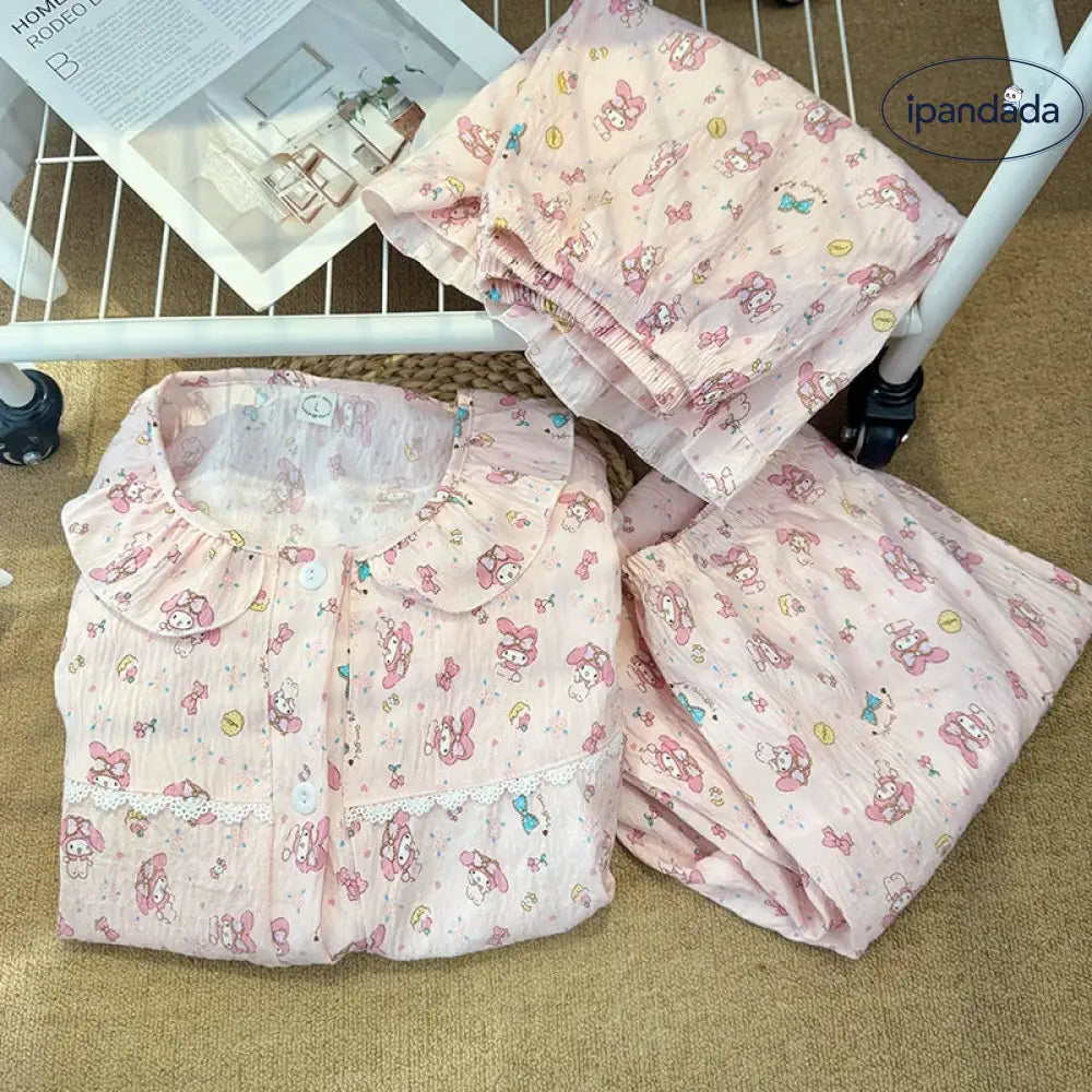 ID1524 マイメロディ 3点セット オーガニックコットン ふんわり肌なじみ パッド縫い込み カーディガン 接触冷感 おうちカフェ キュート おしゃれ ギフト対応 真夏のリラックス