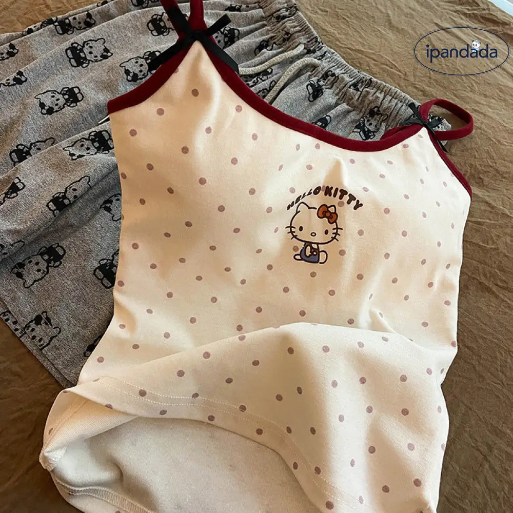 ID543 かわいい ハローキティ キャミソール パジャマ 春夏 ショートパンツ ルームウェア 小柄 レディース レディース＞セットアップ