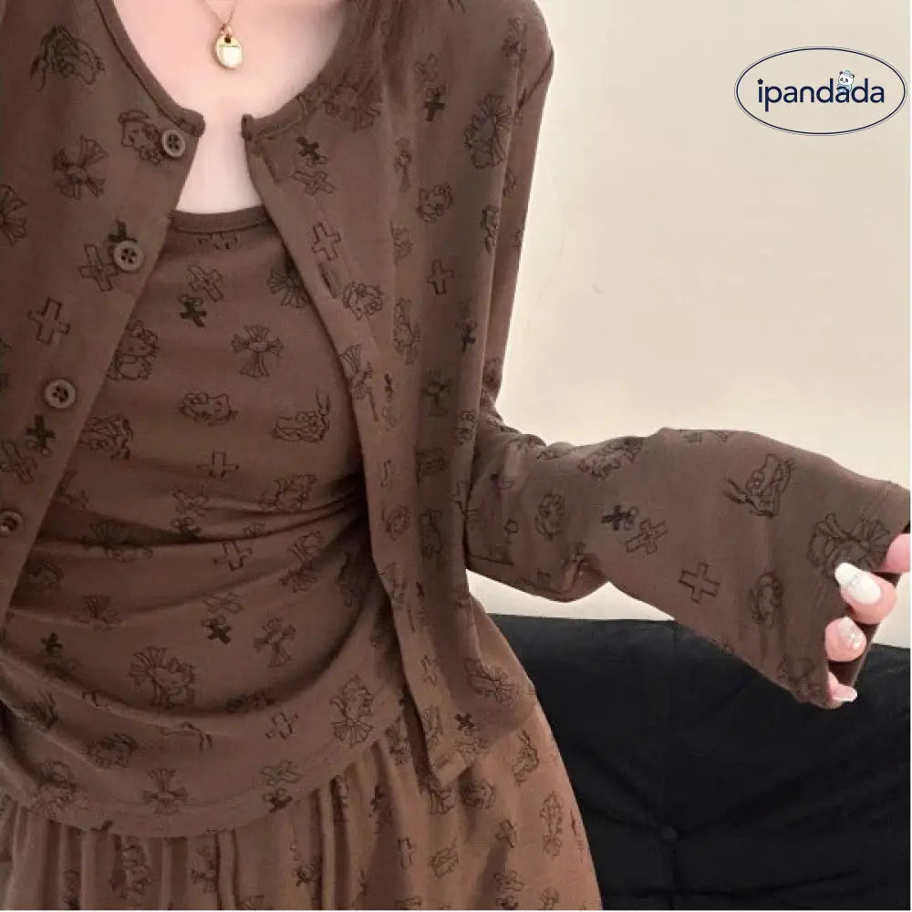 マイルード ピュアカワ キティ パジャマ セット 秋冬 タンクトップ 長袖 長ズボン ルームウェア 3点セット ID3968