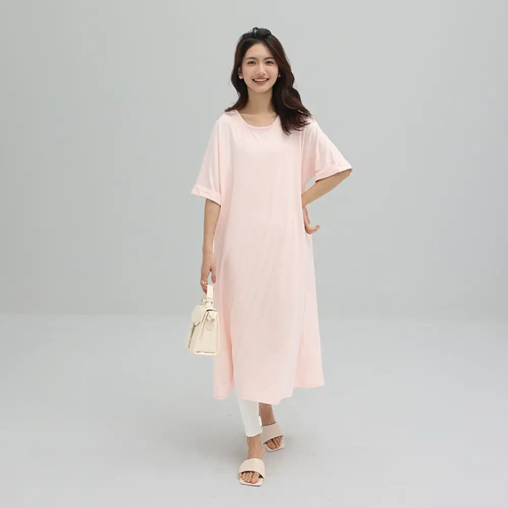 マキシワンピ 半袖 フレンチスリーブ リゾート 黒 大きいサイズ ゆるT 無地T Tワンピ 落ち感 くすみカラー ノースリーブ マキシワンピース ドロップショルダー ビッグT ロングT クルーネック 半端袖 五分袖 肩見せ 細見え