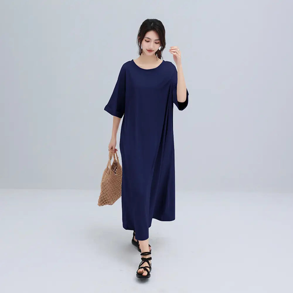 マキシワンピ 半袖 フレンチスリーブ リゾート 黒 大きいサイズ ゆるT 無地T Tワンピ 落ち感 くすみカラー ノースリーブ マキシワンピース ドロップショルダー ビッグT ロングT クルーネック 半端袖 五分袖 肩見せ 細見え