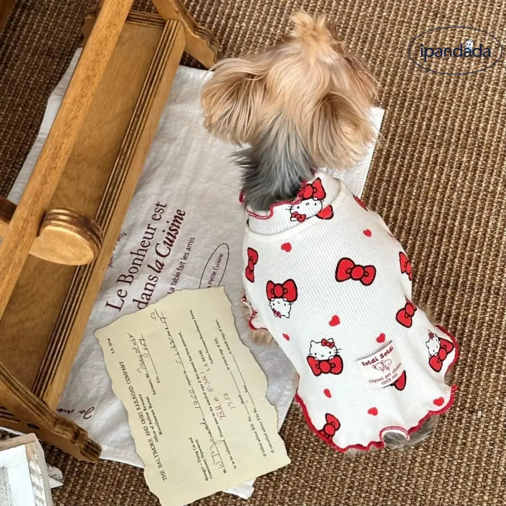 ID559 猫柄 KITTY 犬服 ドッグウェア タンクトップ かわいい おしゃれ 犬用 キャミソール 春夏モデル 夏服 抜け毛防止 ペット服/春服/夏服/犬の服 ペット用品＞ウェア