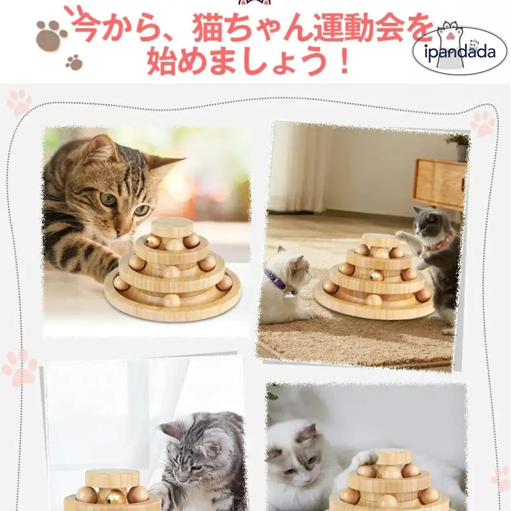 猫 おもちゃ ボール 一人遊び 猫おもちゃ ねこ おもちゃ 猫じゃらし ネコ 竹製 ボール回転盤 猫じゃらし ボール 回転 タワー ぐるぐる 遊ぶ盤 猫 玩具 ねこじゃらし 猫遊び ひとり遊び 猫用品 ペット用品 遊べる 運動不足 ストレス解消 ID1980