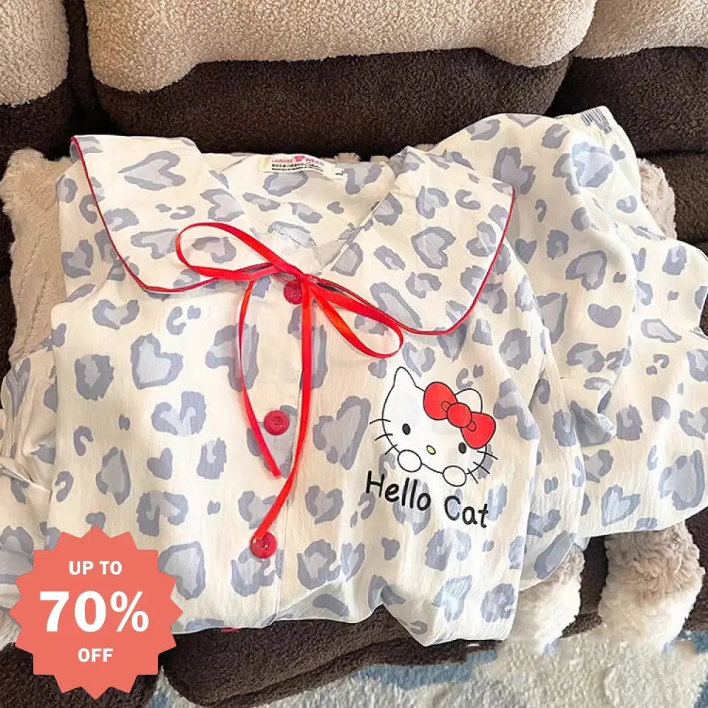 ID431 猫 パジャマ レディース 春秋 夏 長袖 長ズボン 2点セット カートゥーン 可愛い ルームウェア 写真通り（2点セット） / S レディース＞セットアップ