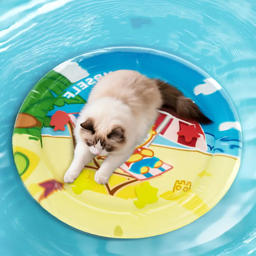 ID1112 猫 ペットベッド ウォーターベッド ペット用水感覚プレイマット 犬用水ベッドマット 小型犬 中型犬 猫用水プレイマット 多頭飼い 夏用 傷防止 お手入れ簡単 厚型 / 空気入れ付き　直径65cm ペット用品＞ベッド・ハウス
