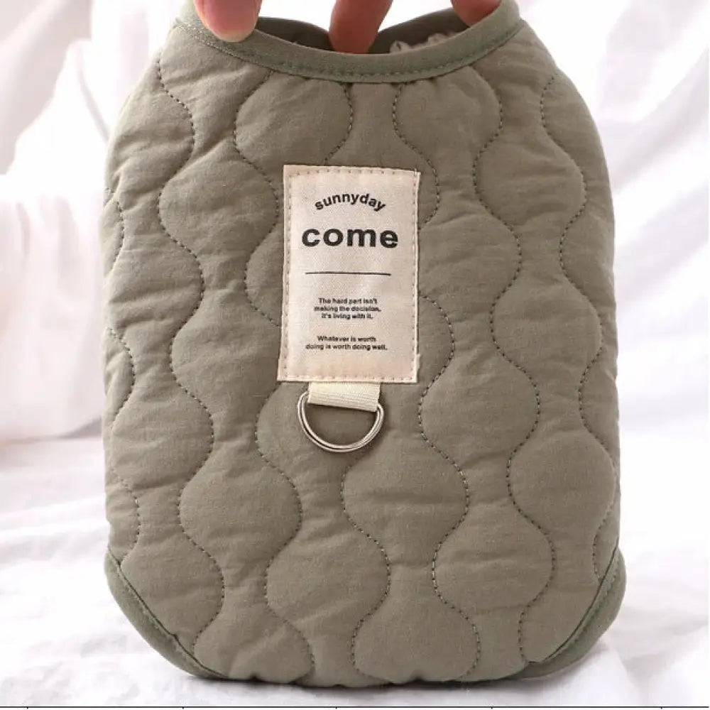 猫 秋冬 ベスト 保温 セーター 犬 小中型犬 外出用 リード取り付け ペット服 ID2959 グリーン / S