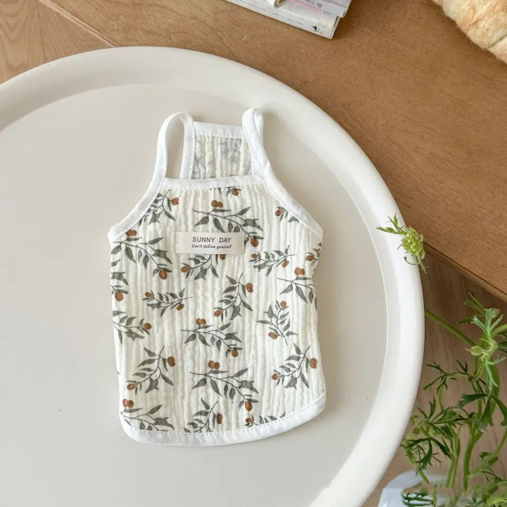 ID1209 猫・犬兼用 メッシュ素材 ノースリーブ 通気性 脱毛防止 薄手 夏用 おしゃれ 花柄デザイン 写真通り② / XS ペット用品＞ウェア