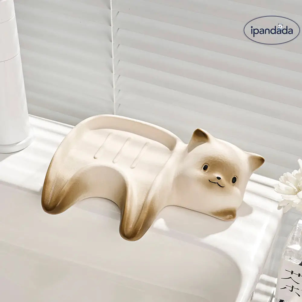 ID1192 猫 シャム猫 石けん受け 陶器 水切り 浴室用 おしゃれ かわいい デザイン 防カビ 滑り止め 抗菌 家庭用 収納 インテリア 北欧風 多機能 省スペース 手作り風 プレミアム 防水 写真通り / シャム猫石鹸皿（単品）