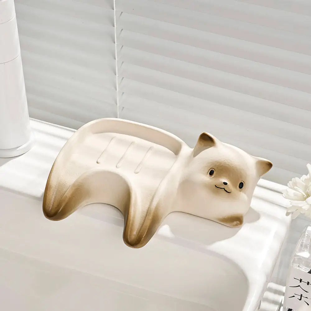 ID1192 猫 シャム猫 石けん受け 陶器 水切り 浴室用 おしゃれ かわいい デザイン 防カビ 滑り止め 抗菌 家庭用 収納 インテリア 北欧風 多機能 省スペース 手作り風 プレミアム 防水 写真通り / シャム猫石鹸皿（単品）