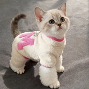 猫用 保温 腹部保護 ボディスーツ 四足 秋冬用 暖かい フリース 猫用ウェア ID3354