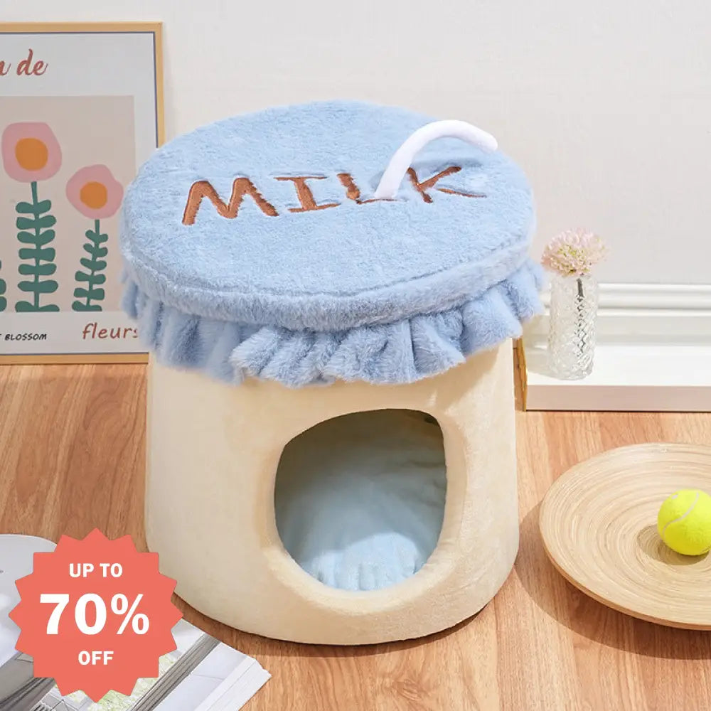 猫用 ベッド 冬 保温 四季対応 クローズドタイプ 猫ハウス 冬用 犬用 ペット用 保温用品 ID3327 ブルー / 40*40*40cm