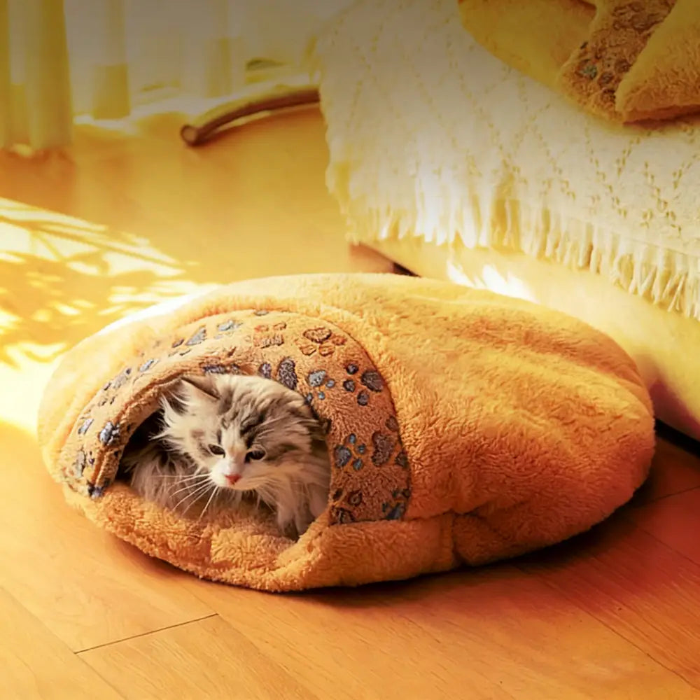 猫用 ベッド 冬用 保温 閉じたタイプ 猫用 スリーピングバッグ 小型犬用 ベッド 厚手 マット ID3485 写真通り / S 55*48*13cm