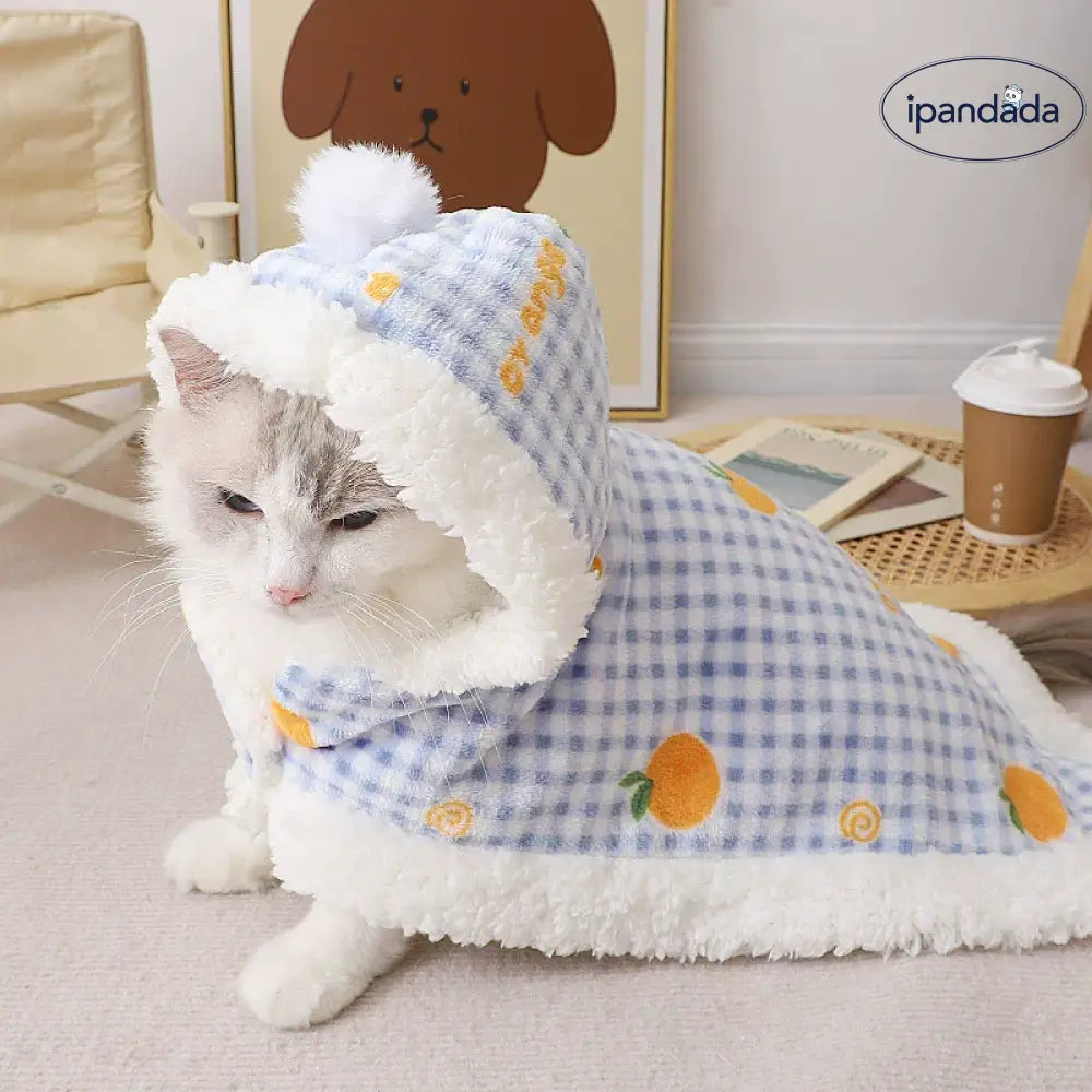 猫用 毛布 ペット用 ケープ ポンチョ ブランケット 秋冬用 保温 ケージプラットフォーム用 裏起毛 加厚 小型犬 中型犬用 ID2408