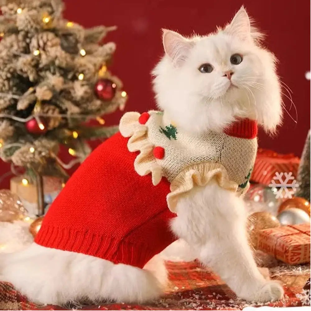 猫用 冬用 服 クリスマス 冬 デヴォンレックス 保温 ペットウェア 厚手 セーター ID3435 タイプ② / XS