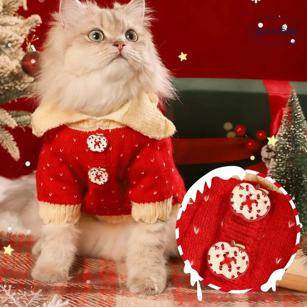 猫用 冬用 服 クリスマス 冬 デヴォンレックス 保温 ペットウェア 厚手 セーター ID3435