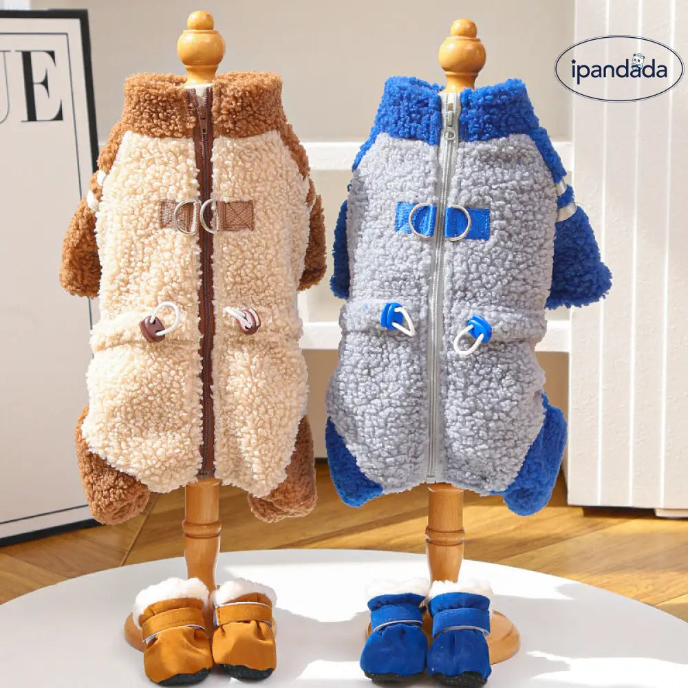 猫用 秋冬用 厚手 フリースジャケット ダブルフェイス フリース ジップ ペット用 ドッグ用 ID3469