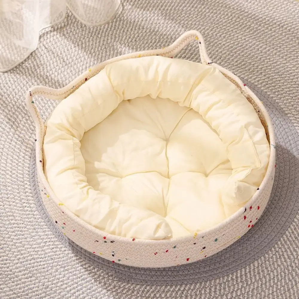 猫用ベッド クールベッド ラタン猫爪研ぎ 四季対応 引っ掻きに強い マット 取り外し可能な編み込み猫ベッド ドッグベッド ID2338