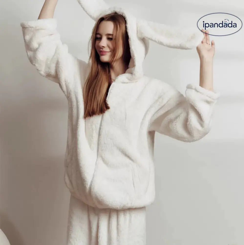 マシュマロフィール パジャマ セットアップ レディース 冬 暖かい 可愛い うさぎ 無地 おしゃれ 新生活 ふわふわパジャマ プレゼント レディース＞セットアップ