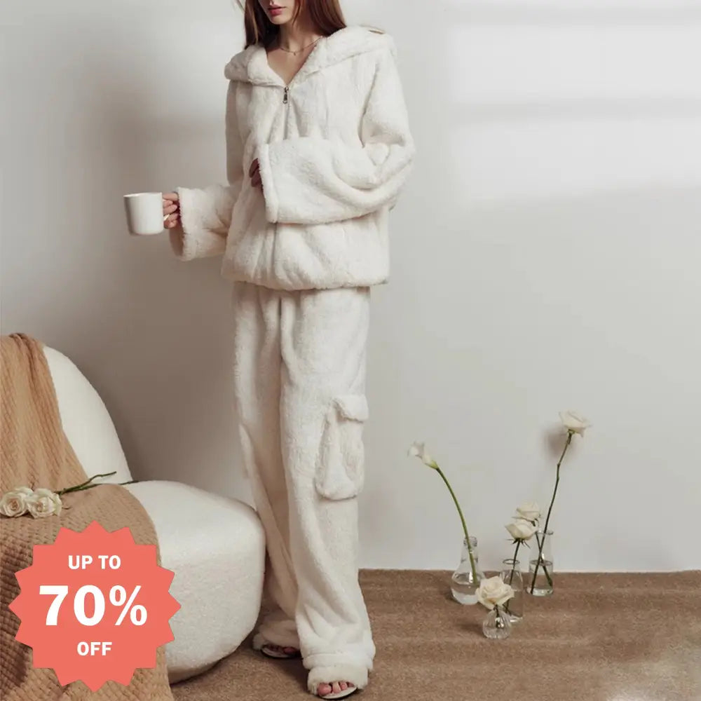 マシュマロフィール パジャマ セットアップ レディース 冬 暖かい 可愛い うさぎ 無地 おしゃれ 新生活 ふわふわパジャマ プレゼント レディース＞セットアップ