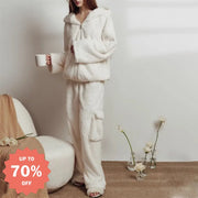 マシュマロフィール パジャマ セットアップ レディース 冬 暖かい 可愛い うさぎ 無地 おしゃれ 新生活 ふわふわパジャマ プレゼント レディース＞セットアップ