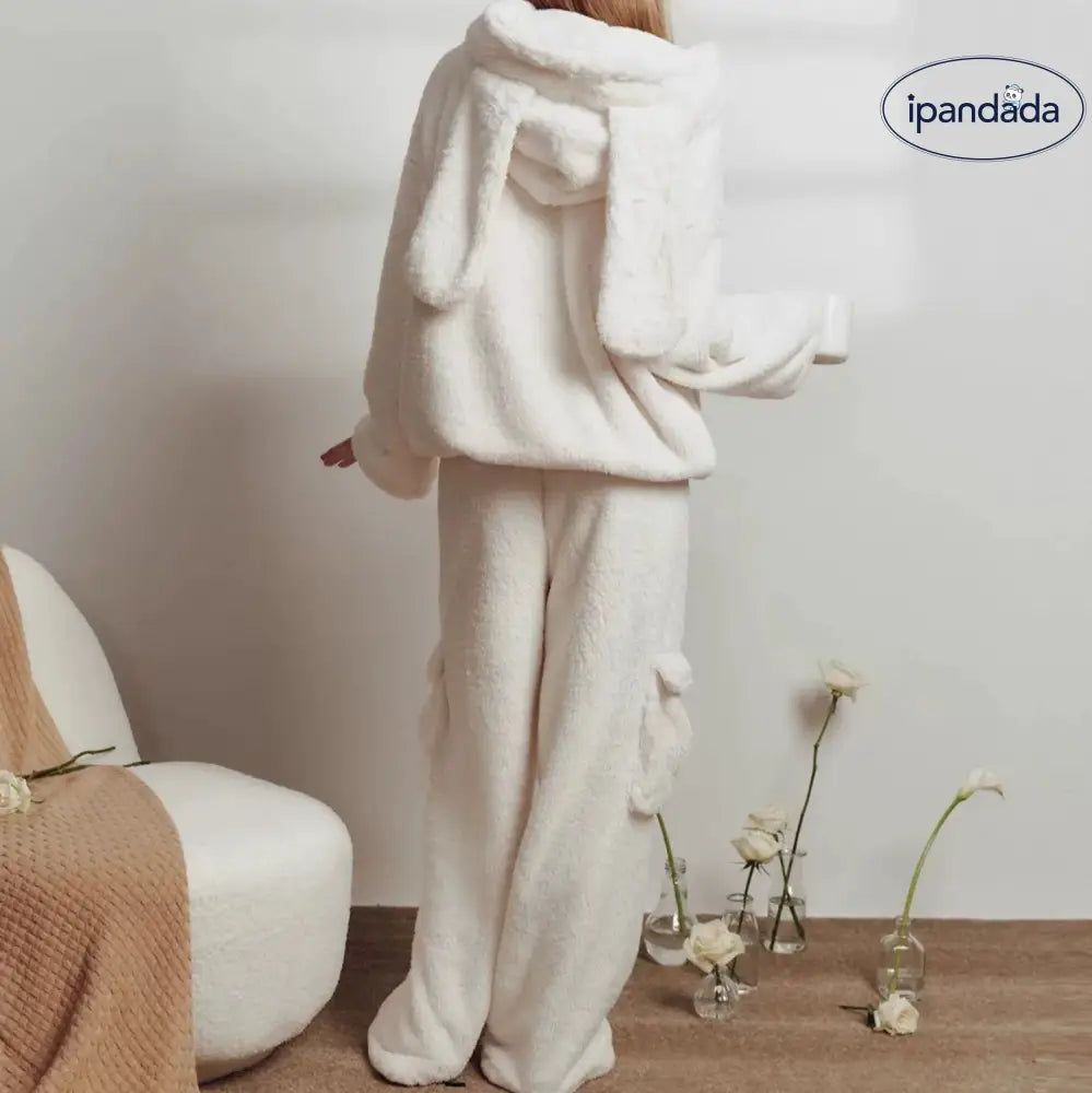 マシュマロフィール パジャマ セットアップ レディース 冬 暖かい 可愛い うさぎ 無地 おしゃれ 新生活 ふわふわパジャマ プレゼント レディース＞セットアップ