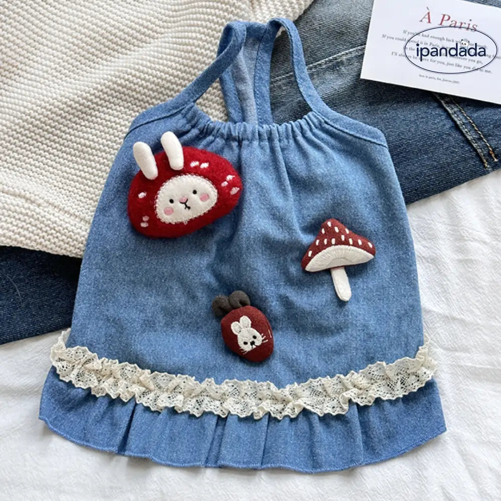 マッシュルーム うさぎ 初秋 新作 ペット服 トイプードル シュナウザー ヨークシャー ワンピース 猫用 スカート かわいい おしゃれ 小型犬 薄手 軽量 快適 通気性 秋冬 外出用 室内用 キュート デザイン ペットウェア ID2368