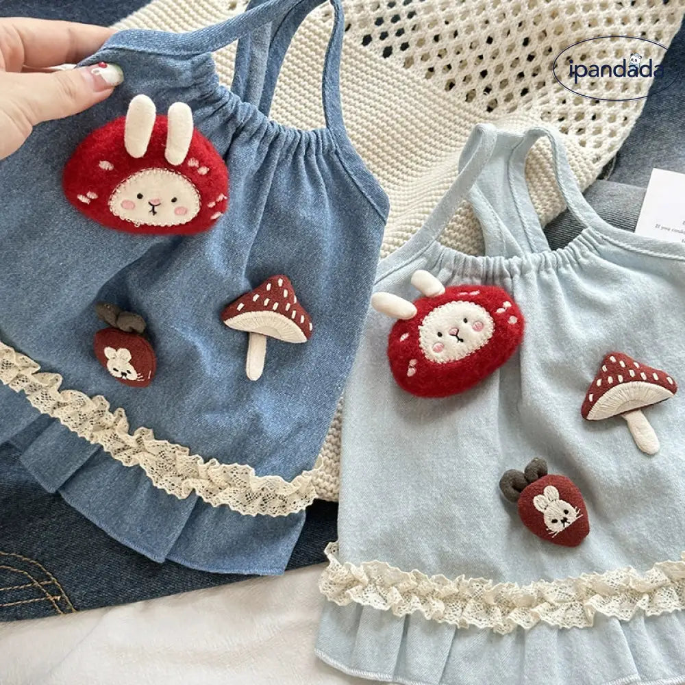 マッシュルーム うさぎ 初秋 新作 ペット服 トイプードル シュナウザー ヨークシャー ワンピース 猫用 スカート かわいい おしゃれ 小型犬 薄手 軽量 快適 通気性 秋冬 外出用 室内用 キュート デザイン ペットウェア ID2368