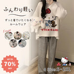 毎年大人気 パジャマ レディース 春秋 ゆったり ラウンドネック 可愛い キティ猫 ルームウェア シンプル カジュアル 長袖 長パンツ 2点セット ID2262 レディース＞セットアップ