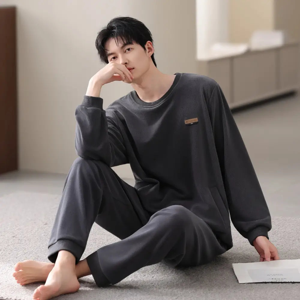 メンズ パジャマ 秋冬 コーラルフリース 加厚 フリース 保温 新作 カジュアル シンプル ルームウェア セット ID2996 タイプ⑦ / M