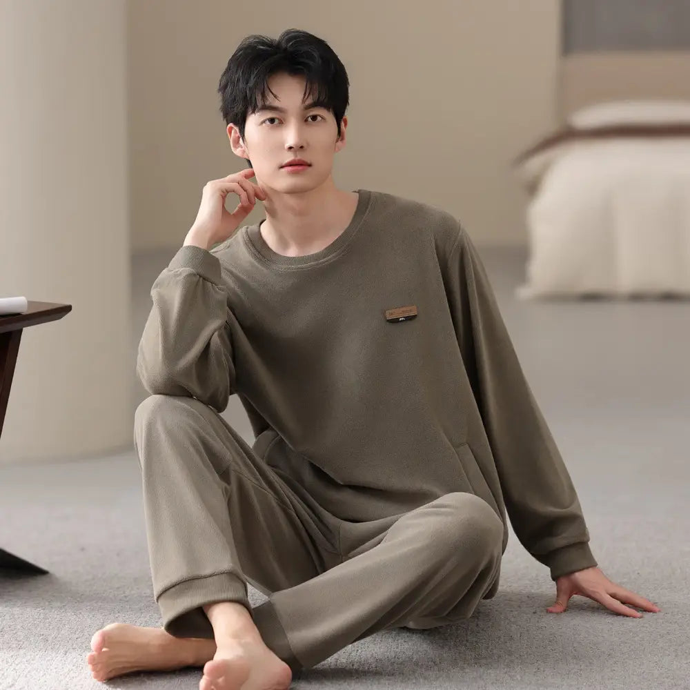 メンズ パジャマ 秋冬 コーラルフリース 加厚 フリース 保温 新作 カジュアル シンプル ルームウェア セット ID2996 タイプ⑧ / M