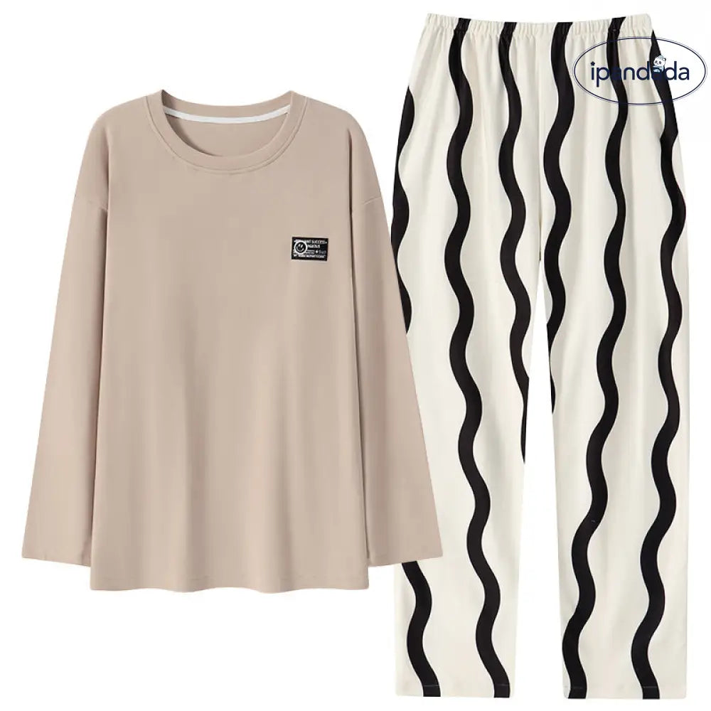 メンズ パジャマ 秋冬 新作 厚手 ラウンドネック プルオーバー 長袖 セットアップ シンプル カジュアル 保温 ルームウェア デロンパジャマ ID3118