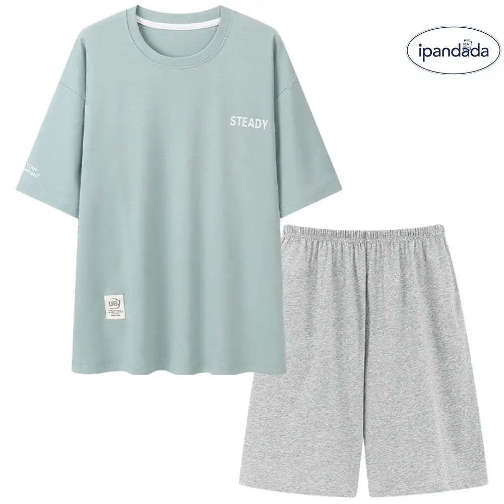 メンズ パジャマ 夏用 モダール 半袖 ショートパンツ 青少年 若者 薄手 外出可能 ルームウェア セットアップ シンプル ID1874