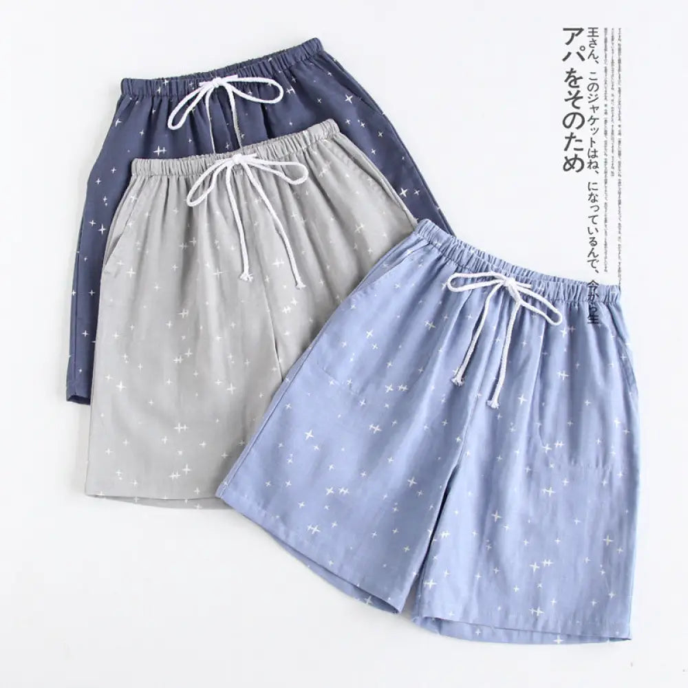 ID1473 メンズ パジャマパンツ 三シーズン オーガニックコットン ガーゼ 薄手 ルームウェア 冷房対策 ゆったり ストレッチ ペア 肌ざわり良い 3カラー