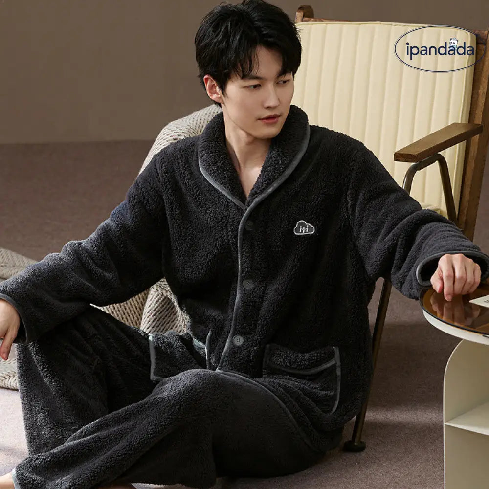 メンズ 秋冬 シーズン 厚手 パジャマ セット 珊瑚フリース パジャマ メンズ フランネル ルームウェア 外出可 ID2593