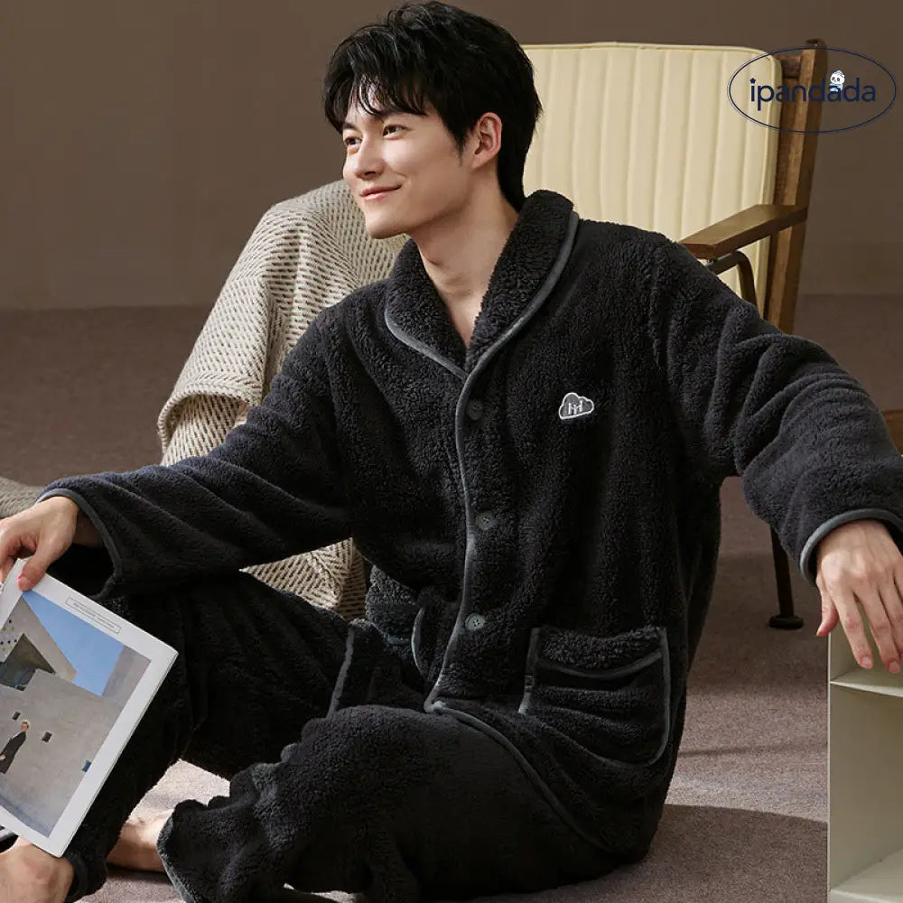 メンズ 秋冬 シーズン 厚手 パジャマ セット 珊瑚フリース パジャマ メンズ フランネル ルームウェア 外出可 ID2593