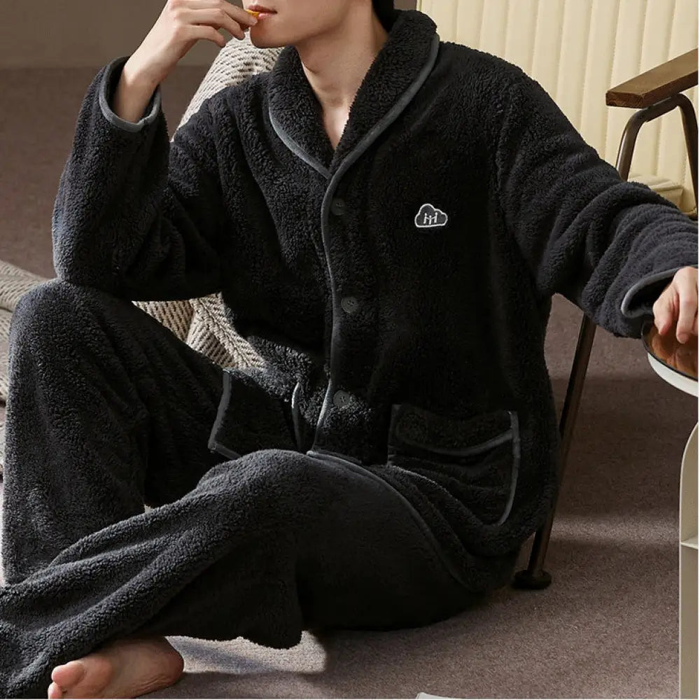 メンズ 秋冬 シーズン 厚手 パジャマ セット 珊瑚フリース パジャマ メンズ フランネル ルームウェア 外出可 ID2593