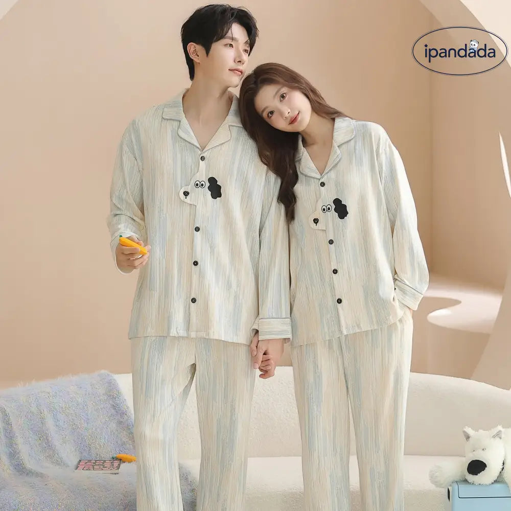 綿 カップル パジャマ 春秋 長袖 男女 カートゥーン かわいい カジュアル ルームウェア セット 全綿 ID2714