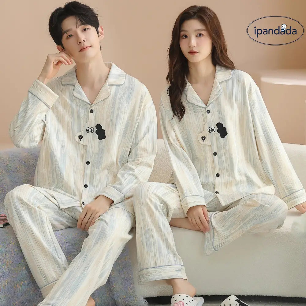 綿 カップル パジャマ 春秋 長袖 男女 カートゥーン かわいい カジュアル ルームウェア セット 全綿 ID2714