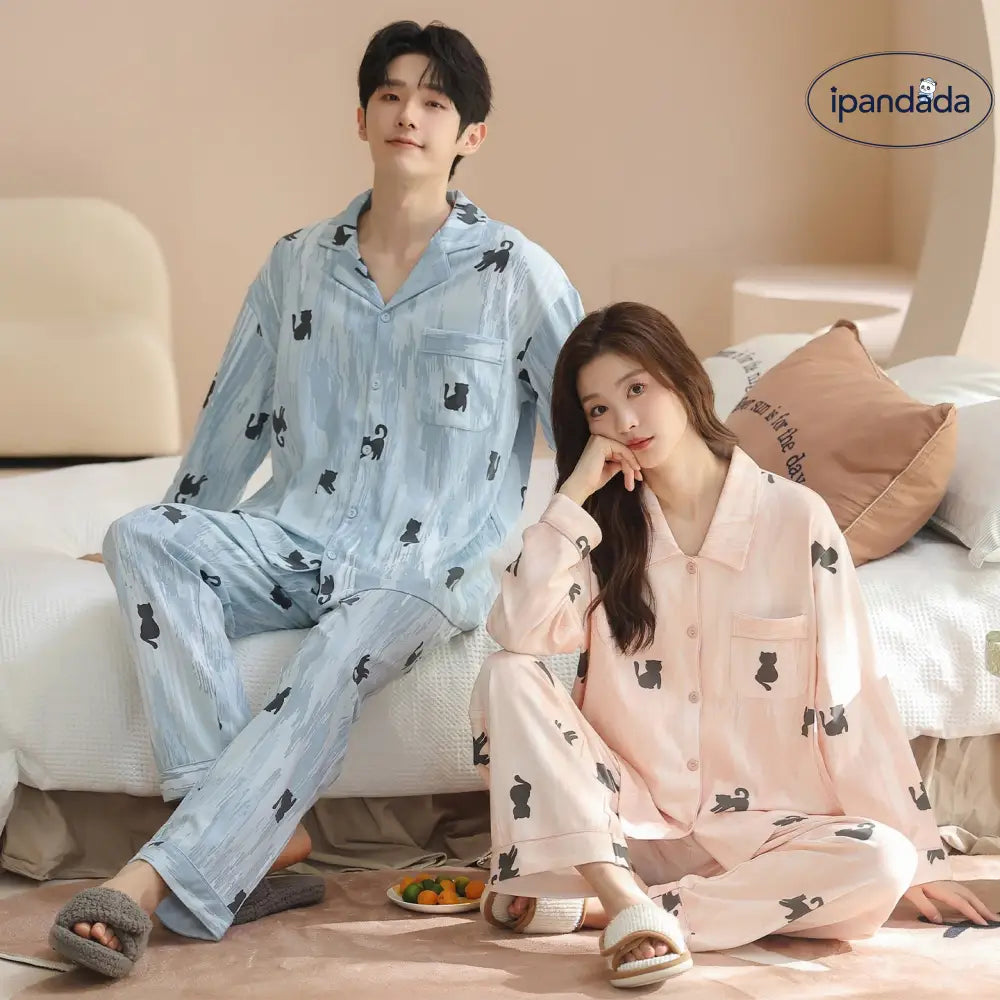 綿 カップル パジャマ 春秋 長袖 男女 カートゥーン かわいい カジュアル ルームウェア セット 全綿 ID2714
