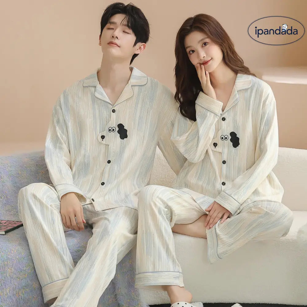 綿 カップル パジャマ 春秋 長袖 男女 カートゥーン かわいい カジュアル ルームウェア セット 全綿 ID2714