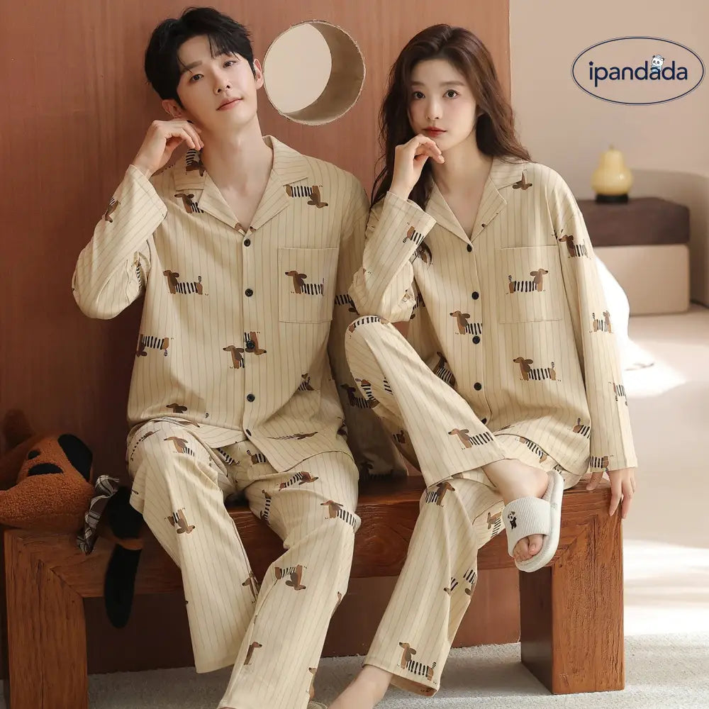 綿 カップル パジャマ 春秋 長袖 男女 カートゥーン かわいい カジュアル ルームウェア セット 全綿 ID2714