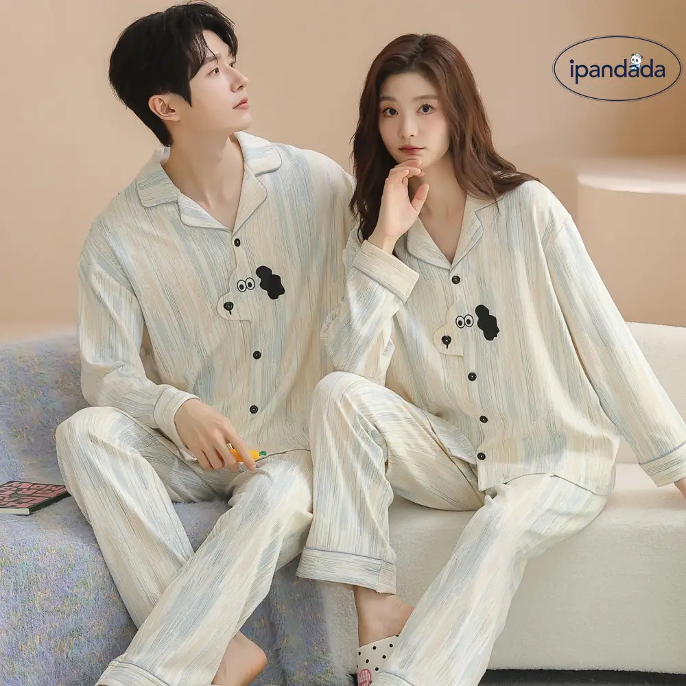 綿 カップル パジャマ 春秋 長袖 男女 カートゥーン かわいい カジュアル ルームウェア セット 全綿 ID2714