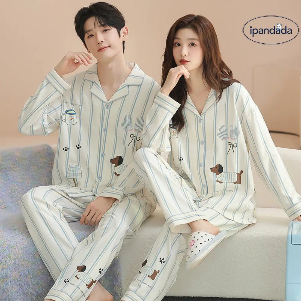 綿 カップル パジャマ 春秋 長袖 男女 カートゥーン かわいい カジュアル ルームウェア セット 全綿 ID2714